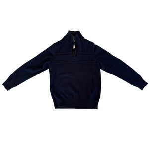 Dockers Mens Quarter Zip Pullover Sweater S/P Small Blue Cotton Knit Ribbed